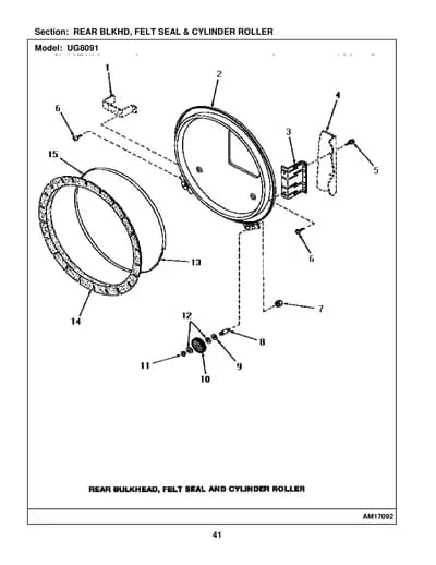 REAR BLKHD, FELT SEAL & CYLINDER ROLLER