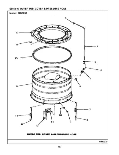 OUTER TUB, COVER & PRESSURE HOSE