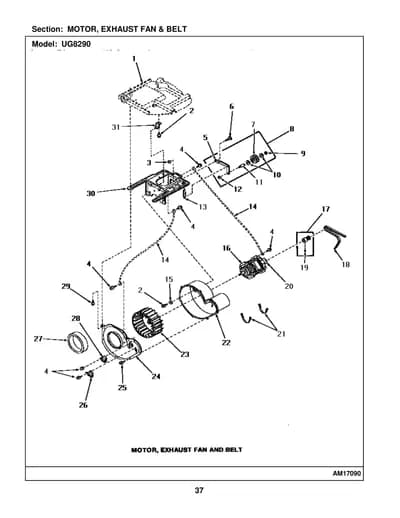 MOTOR, EXHAUST FAN & BELT