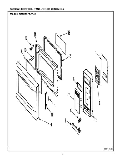 CONTROL PANEL/DOOR ASSEMBLY
