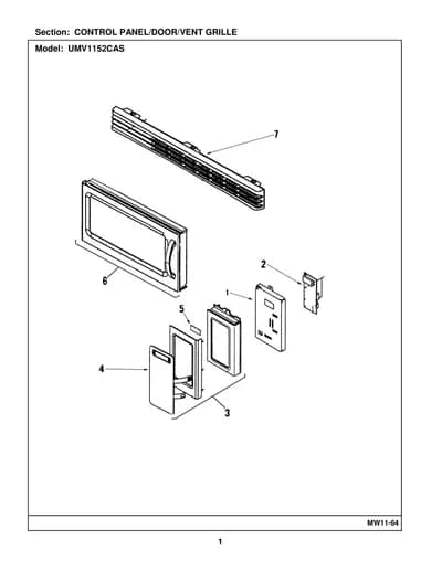 CONTROL PANEL/DOOR/VENT GRILLE