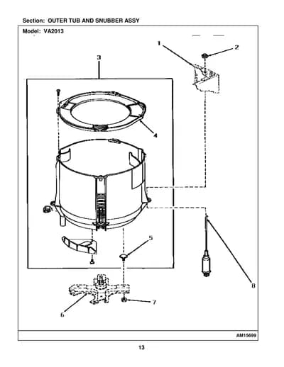 OUTER TUB AND SNUBBER ASSY
