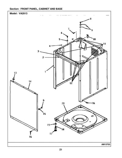 FRONT PANEL, CABINET AND BASE