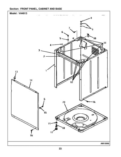 FRONT PANEL, CABINET AND BASE