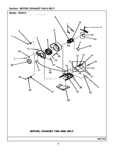 MOTOR, EXHAUST FAN & BELT