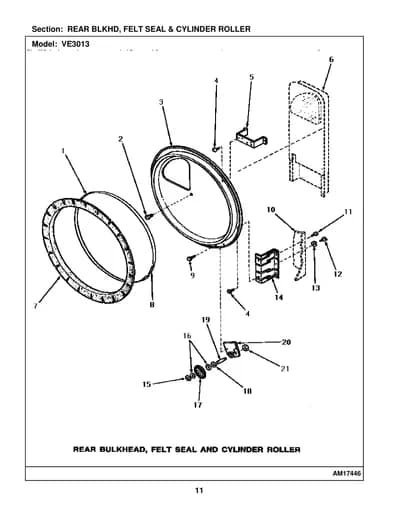 REAR BLKHD, FELT SEAL & CYLINDER ROLLER