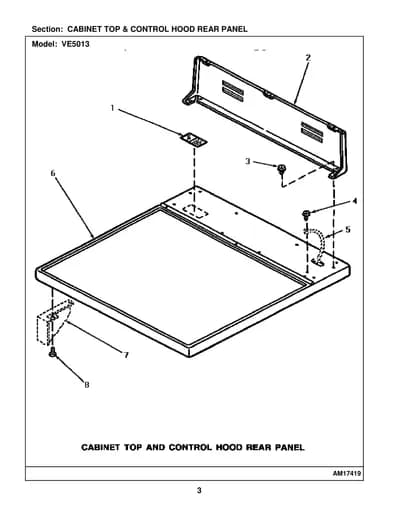 CABINET TOP & CONTROL HOOD REAR PANEL