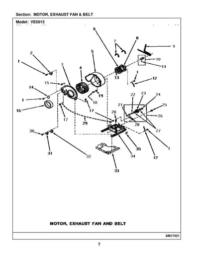 MOTOR, EXHAUST FAN & BELT