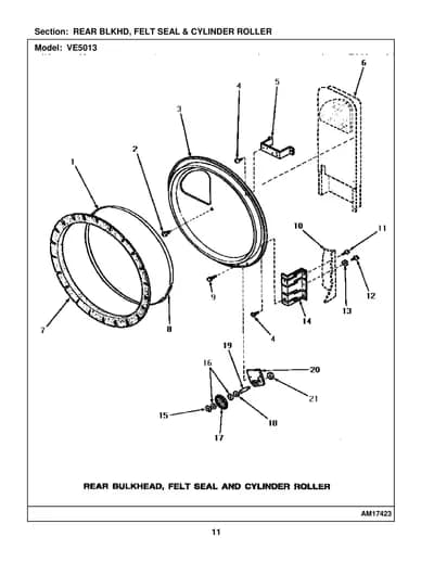 REAR BLKHD, FELT SEAL & CYLINDER ROLLER