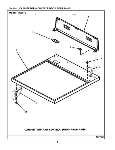 CABINET TOP & CONTROL HOOD REAR PANEL