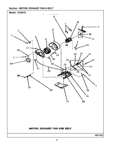 MOTOR, EXHAUST FAN & BELT