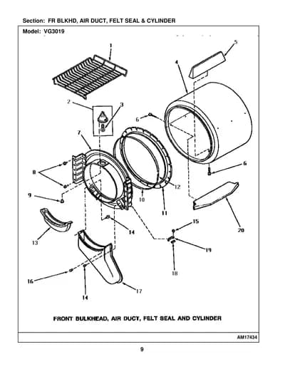 FR BLKHD, AIR DUCT, FELT SEAL & CYLINDER