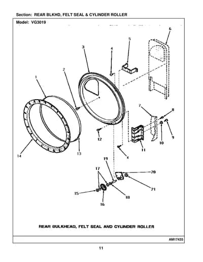 REAR BLKHD, FELT SEAL & CYLINDER ROLLER