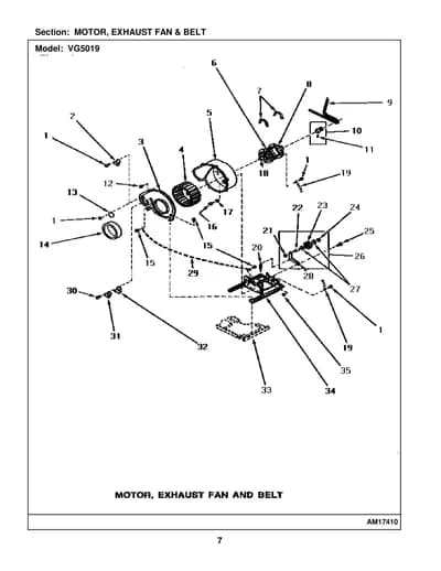 MOTOR, EXHAUST FAN & BELT