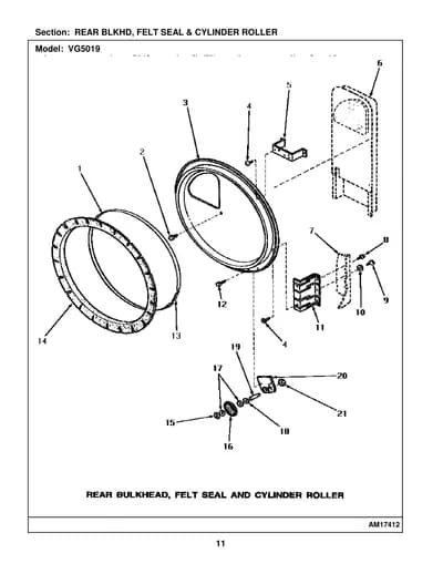 REAR BLKHD, FELT SEAL & CYLINDER ROLLER