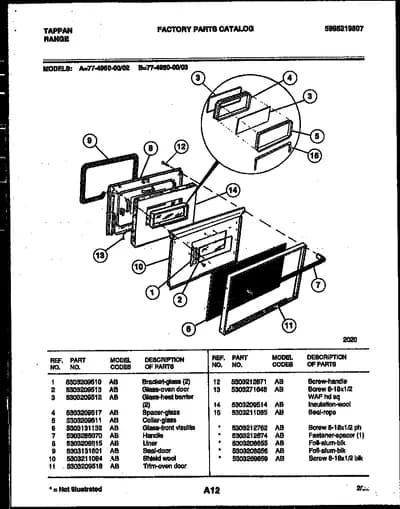 LOWER OVEN DOOR PARTS