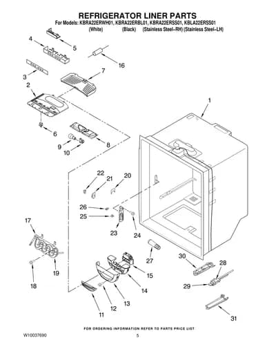 REFRIGERATOR LINER PARTS