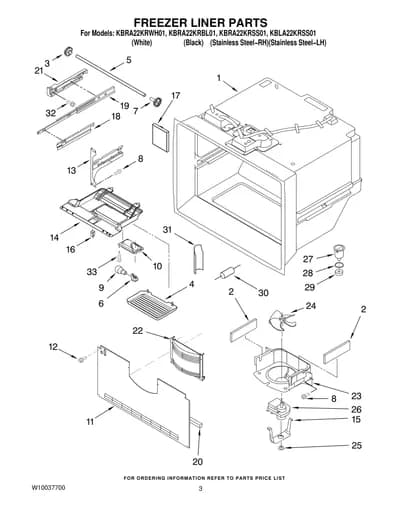 FREEZER LINER PARTS
