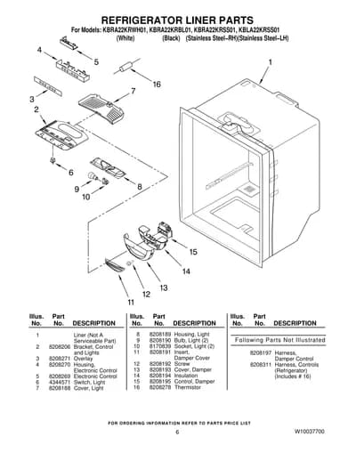REFRIGERATOR LINER PARTS