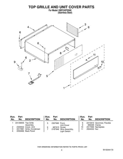 TOP GRILLE AND UNIT COVER PARTS