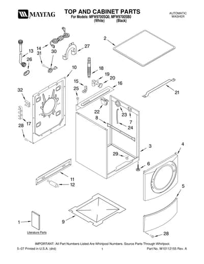 TOP AND CABINET PARTS