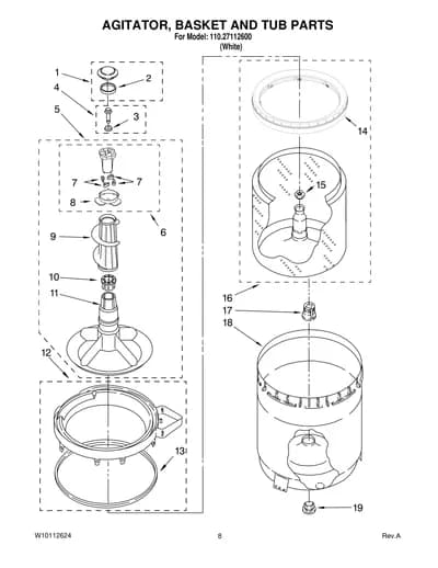 AGITATOR, BASKET AND TUB PARTS