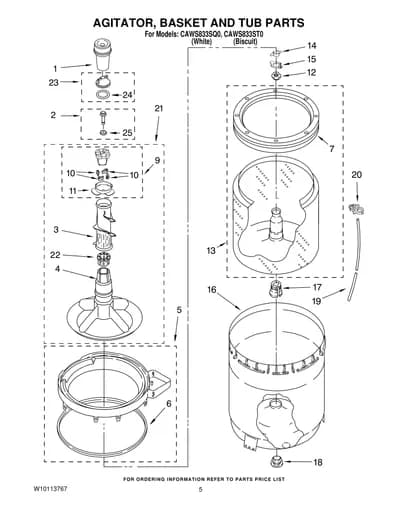 AGITATOR, BASKET AND TUB PARTS