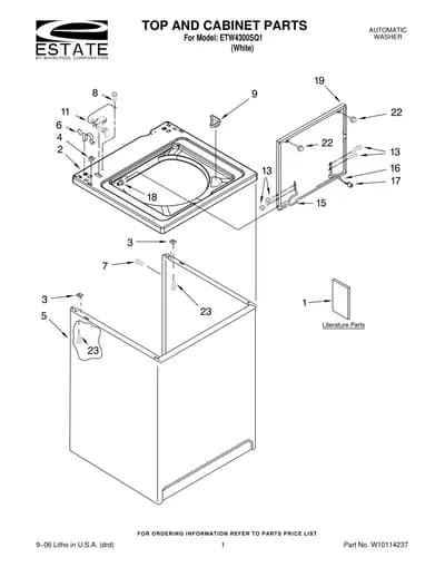 TOP AND CABINET PARTS