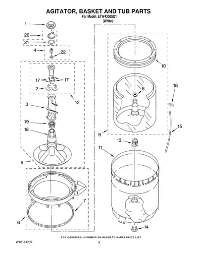 AGITATOR, BASKET AND TUB PARTS