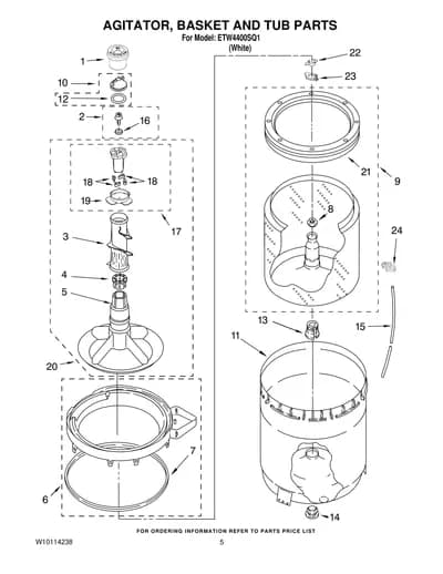 AGITATOR, BASKET AND TUB PARTS
