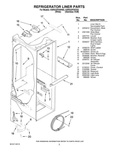 REFRIGERATOR LINER PARTS