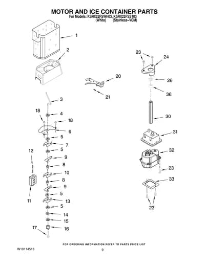 MOTOR AND ICE CONTAINER PARTS