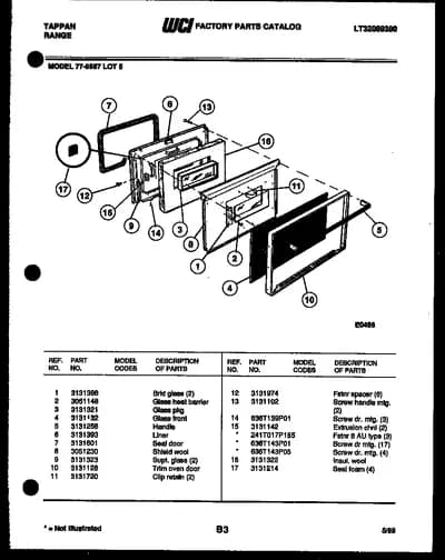 LOWER OVEN DOOR PARTS