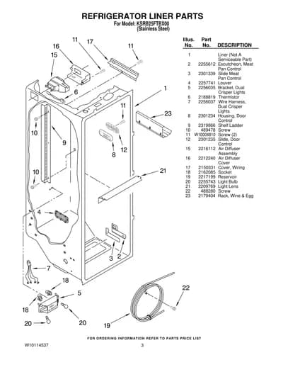 REFRIGERATOR LINER PARTS