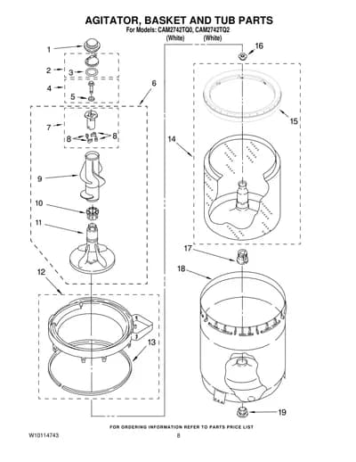 AGITATOR, BASKET AND TUB PARTS