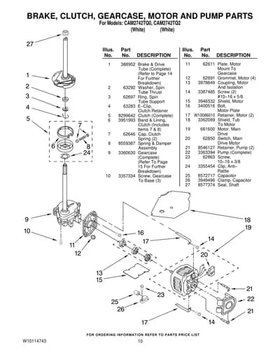 BRAKE, CLUTCH, GEARCASE, MOTOR AND PUMP PARTS