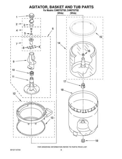 AGITATOR, BASKET AND TUB PARTS