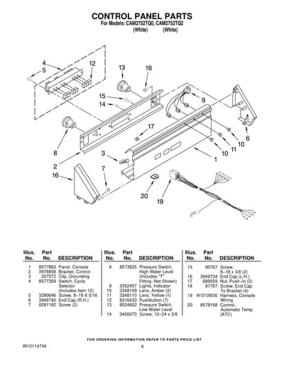 CONTROL PANEL PARTS