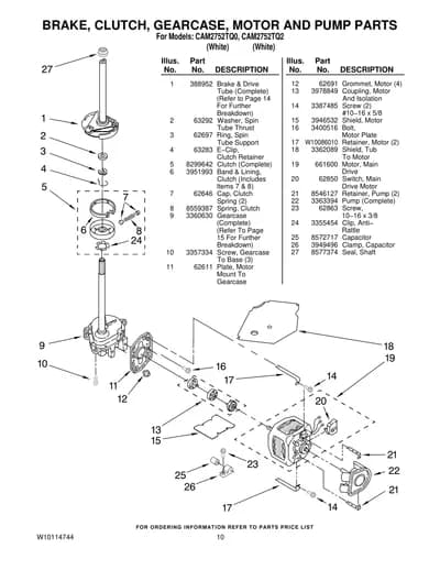 BRAKE, CLUTCH, GEARCASE, MOTOR AND PUMP PARTS