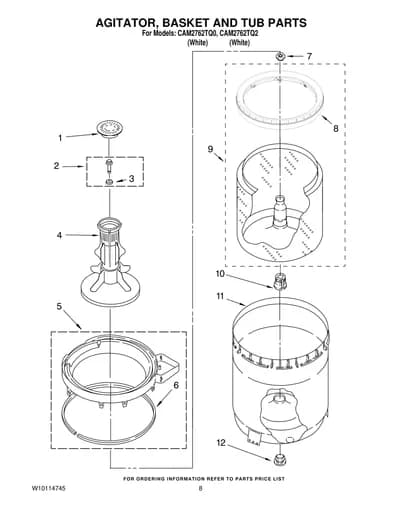 AGITATOR, BASKET AND TUB PARTS
