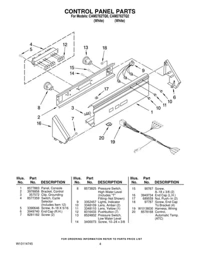 CONTROL PANEL PARTS