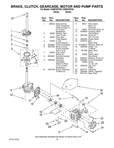 BRAKE, CLUTCH, GEARCASE, MOTOR AND PUMP PARTS