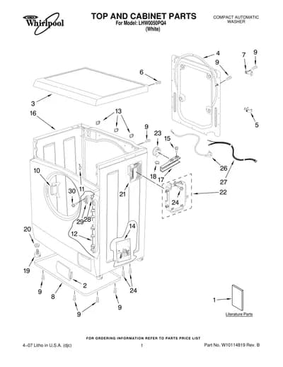 TOP AND CABINET PARTS