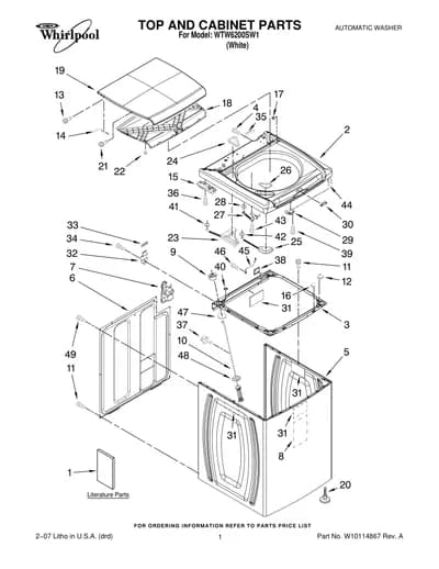 TOP AND CABINET PARTS