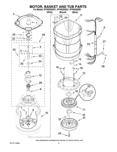 MOTOR, BASKET AND TUB PARTS