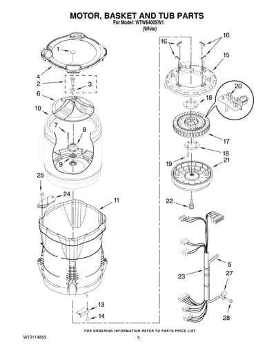 MOTOR, BASKET AND TUB PARTS