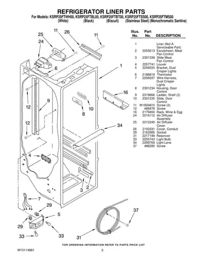 REFRIGERATOR LINER PARTS