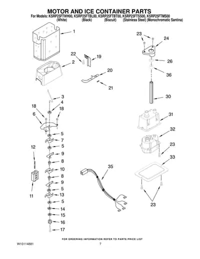 MOTOR AND ICE CONTAINER PARTS