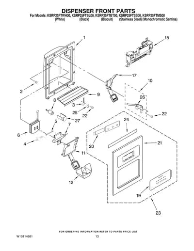 DISPENSER FRONT PARTS