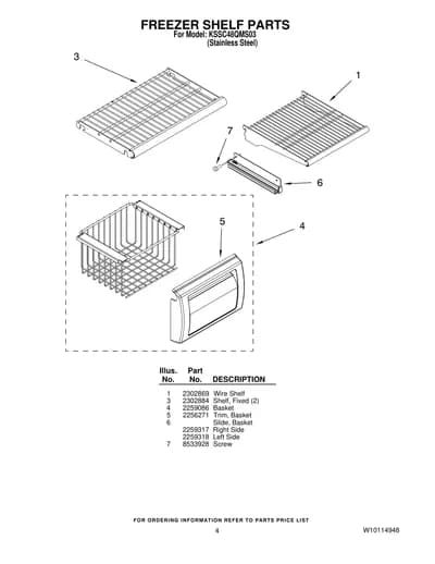 FREEZER SHELF PARTS